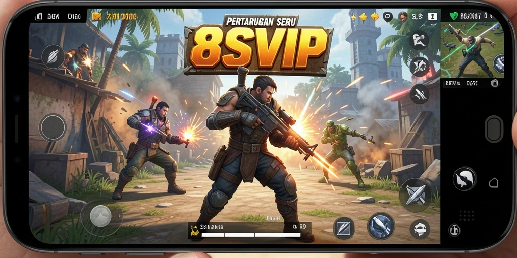 Tampilan mendebarkan dari gameplay Battle Royale di 8SVIP.