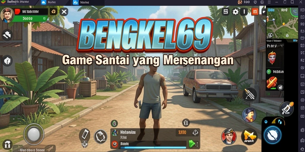 Tampilan gameplay yang ceria dan penuh warna dari BENGKEL69.