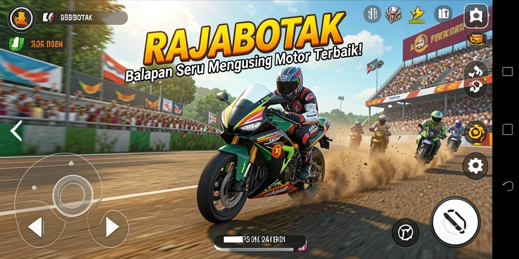 Gameplay seru dari RAJABOTAK dalam balapan motor menegangkan.