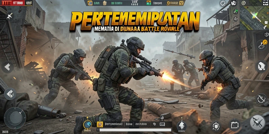 Tampilan gameplay TTT888 yang intens dan memukau pada pertempuran Battle Royale.